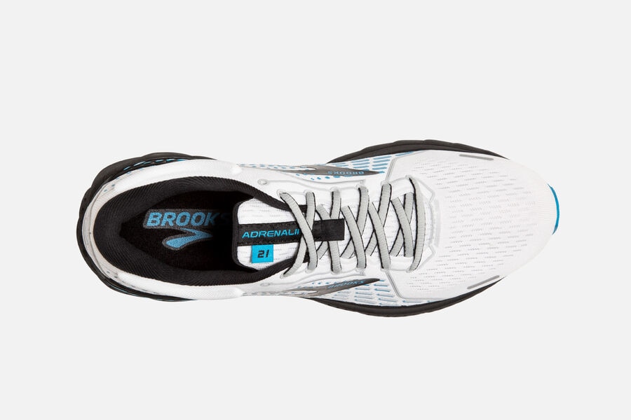 Adrenaline GTS 21 Road Brooks Running Shoes NZ Mens - White/Black/Blue - GZAYPH-981